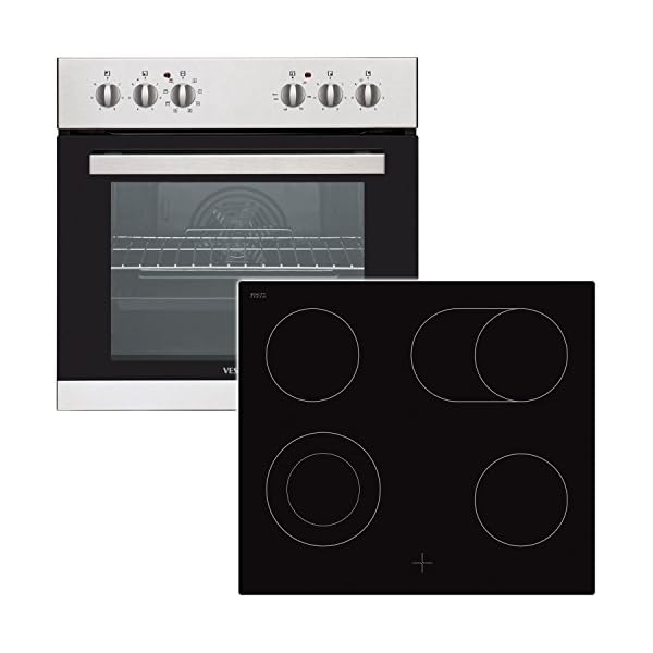Vestel VEHS2KB Multi 22 Edelstahl Einbauherd-Set inkl. Glaskeramik-Kochfeld mit Zweikreis- und Bräterzone, EEK: A