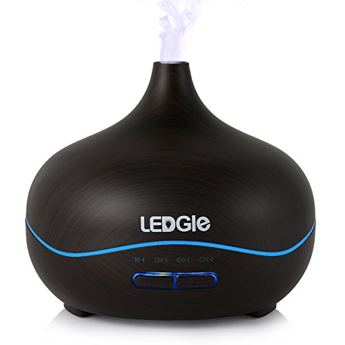 LEDGLE 300ml Home Essential Oil Diffuser (4 Timer Settings, 7 Color LED Lights, Up to 8H Use, Mist Control, Wa