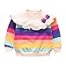 Produktbild Lookhy Mädchen Tops,Kinder Langarm Oben Regenbogen Gestreift Bogen Lotus Kragen Mädchen Langarm Baumwolle T-Shirt Bluse Long Shirt Pullover Pulli