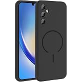 Elfia Samsung Galaxy A34 ile Uyumlu Kılıf Silikon Mat Renkli Kamera Lens Korumalı M-Safe Şarj &Ouml;zellikli İnce Kapak Meta Siyah