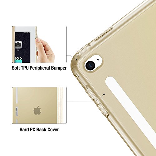 iPad Pro 12.9 (2015 Moell) Hülle, ESR® Auto Schlaf/Aufwachenen Funktion PU Ledertasche mit Translucent Rücken Abdeckung (Silikon Rahmen + Hart PC Zurück) mit Kühlloch Schutzhülle für iPad Pro 12.9 (Gold) - 6