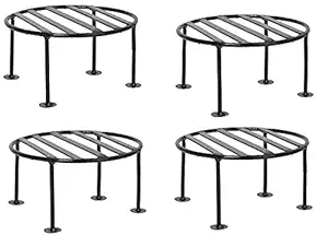 ORCHID ENGINEERS Rust Free Plant Stand, Flower Pot Stand, Gamla Stand (Pack of 4), Black, 1