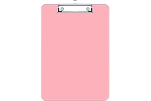 Hnogri Porte-bloc en plastique rose format lettre standard A4 pour infirmières, étudiants, bureau et femmes, avec porte-stylo et clip discret, taille 31,8 x 23 cm,rose