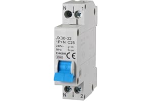 gloca Interruttore Magnetotermico Automatico 1P+N 220V 4.5KA 1 Modulo DIN (25 Ampere, 1)