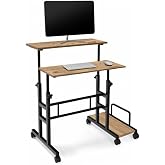 Y&uuml;kseklik Ayarlı Bilgisayar/laptop Ve &Ccedil;alışma Masası - Atlantik &Ccedil;am 80x60 (Tekerli Ve Kasalıklı)