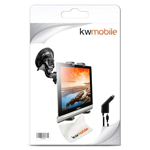kwmobile KFZ Scheiben Halterung für Lenovo Yoga Tablet 10 HD+ – PKW Auto Halter mit Saugnapf in Schwarz + Ladegerät - 5