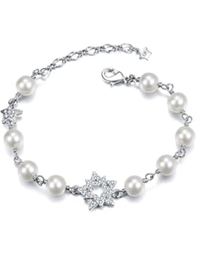 STAR SANDS Galaxy Stern-Armband -8mm Shell Pearls -Überzogen mit Rhodium