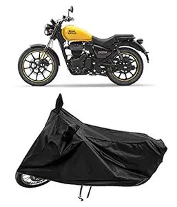 Tricway Bike Body Cover for Royaal enfieeld Meteor 350 BS6 Along with Dust Proof and Water Repellent with Premium Polyester Fabric (Black)