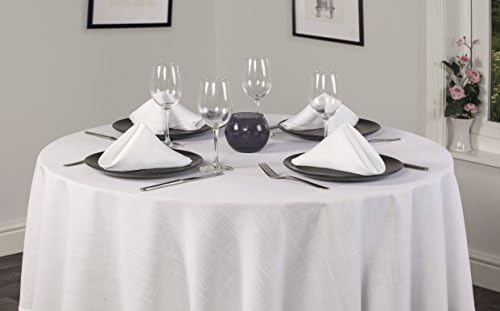 Essentials Collection Cream Plain Polyester 69in (175cm) Tablecloth And 4 Napkin Package Set. Round (Circular) Tablecloth. Ideal For Christmas. Ideal For 4-6 Place Settings. All Sizes Approximate