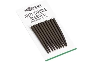Korda Basix Anti Tangle Sleeves - Camo Green Fishing Accessories | Prevents Rig Tangles | Pack of 10