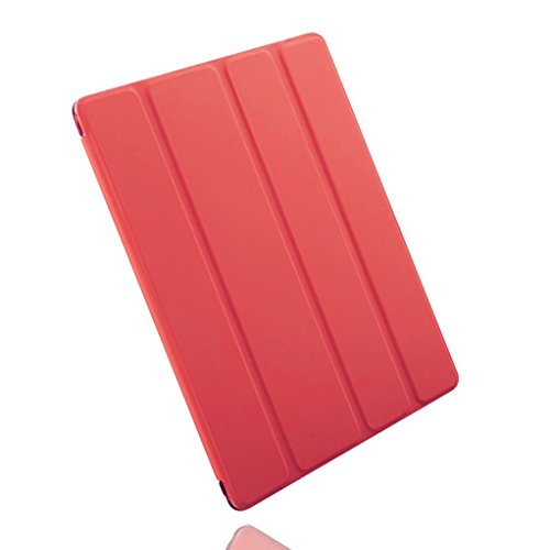 iPad Hülle, Toeoe iPad 2 3 4 Auto Aufwachen / Schlaf Funktion Schutzhülle mit Lichtdurchlässig Rückseite Abdeckung und Eingebautem Magnet für iPad 4/3/2 (Rot) - 4