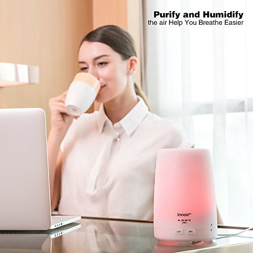 InnooTech Aroma Diffuser 300ml Diffusor Ultraschall Luftbefeuchter Kalten Nebel Technologie Abschaltautomatik Raumbefeuchter mit 7 LED Farbwechsel und Ebook für Babies Yoga Kinderzimmer Schlafzimmer Büro usw. - 2