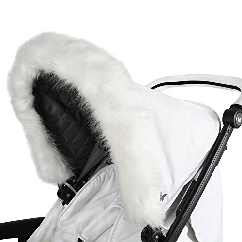 My Babiie Pram Hood Fur Trim, White