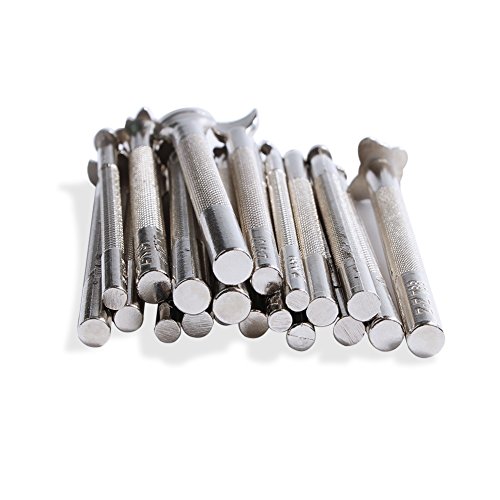 Leder neues heißes 20pcs DIY Leder arbeiten Sattel, die Werkzeuge Schnitzen Leder Briefmarken handgemachte Kunst-Werkzeuge(Silber) - 4