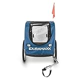 DURAMAXX King Rex Fahrradanhänger Lasten Hänger Hundehänger (mit Hochdeichsel, Laderaum mit 250 Liter Volumen, belastbar bis 40kg, Kugel-Kupplung für Fahrräder mit 26'' - 28'') blau-schwarz -