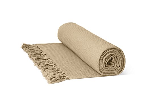 Rapport Honeycomb 100% Cotton Throw, Super King (259 x 394 cm) -Beige