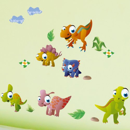 Wandkings Dinosaurier Wandsticker Set, 41 Aufkleber, 2 DIN A4 Bögen, Gesamtfläche 60 x 20 cm - 4