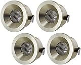 4er PACK - LED Mini Einbaustrahler 230V mit angeschlossenem LED-Trafo aus hochwertigem Aluminium in titan. Power LED Strahler in tagesweiß mit nur 3 Watt Verbrauch. Ideal als Decken- oder Wandeinbaustrahler im Wohnzimmer, Treppenhaus etc.