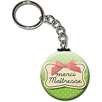 Merci MAÎTRESSE Porte clés chaînette 38mm ( Idée Cadeau Fin d'année Scolaire école Noël Remerciement )