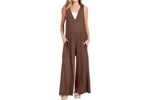 Litthing Peto Mujer Monos Pantalones Palazzo con Bolsillos Casual Tirantes Anchos Jumpsuit Color Sólido Verano Mono Playero Suelto Para Mujer Largo Talla Grande Embarazada Pierna Ancha Overol