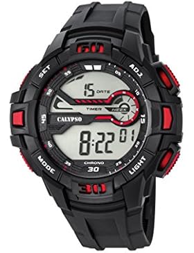 Calypso Herren Digitale Armbanduhr mit LCD Dial Digital Display und schwarz Kunststoff Gurt k5695/5