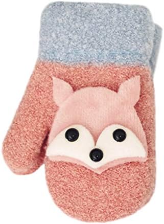 Minshao Toddler Baby Girls Boys Hot Winter Warm Cute Thicken Stitching Straps Gloves for 2-8 Years Old (Pink)