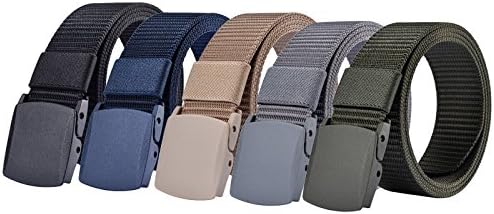FOWOS Nylon Breathable Men's Belt Outdoor Sports Waterproof Belt Military Style Plastic Buckle Adjustable Webbing 47.2"