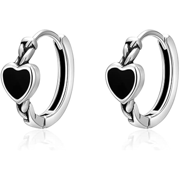 Orecchini a cerchio in argento Self-Love con zirconi bianchi e smalto