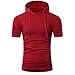 Produktbild Ba Zha HEI Männer Sommermode mit Kapuze Pullover Kurzarm Rundhals Basic Oversize Slim Fit T-Shirt in Vielen Farben Männer Druck Tees Shirt Kurzarm Bluse Herren Kurzarm-T-Shirt (L, Rot)
