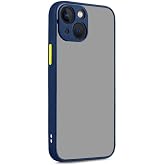 KZY İLETİŞİM Iphone 13 Mini Uyumlu Kamera Korumalı Silikon Kenarlı Renkli D&uuml;ğmeli Mat Arka Kapak - Lacivert