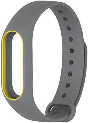 Yincol Smart Mi band 2 Replacement Bracelet Wrist Strap + Screen Protective Film Sets for Xiaomi Mi Band 2 Smartband Fitness Activity Tracker (Grey-Yellow)