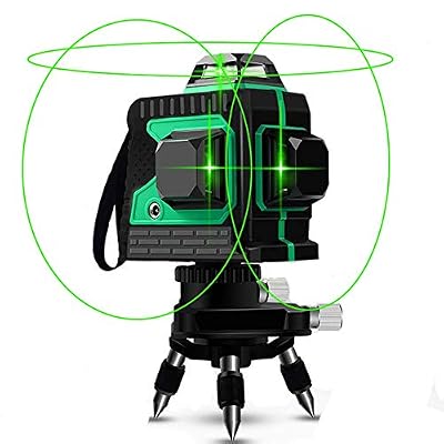 careslong Niveau Laser,12 lignes à nivellement automatique 3 * 360 croix horizontales et verticales Ligne de faisceau laser verte IP54 étanche Ligne de nivellement et d'alignement -Moins que 5nw (12 lines)