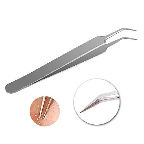 Mitesserentferner Werkzeug , Edelstahl Pickel Entferner Clips, Mitesser Gebogene Nadel Extraktor, CIDBEST® 5 Stücke Professionelle Qualität Blackhead Remover Kit , Mitesser Pinzette Nadel für Pickel Whiteheads Mitesser Akne Extraktoren – Risikofrei Glatte Nose Gesicht Haut - 4