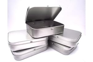 MD FLASHLIGHTS ETC LTD 5 x Silver Hinged Tobacco/Survival/Storage Tin