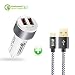 Produktbild iKits [Qualcomm Zertifiziert] Quick Charge QC 3.0 30W Dual Port USB Auto Ladegerät KFZ Ladegerät mit Smart IC Technologie für iPhone/iPad, Samsung und (Gerade 4ft Micro USB Kable) Weiße+ Gray