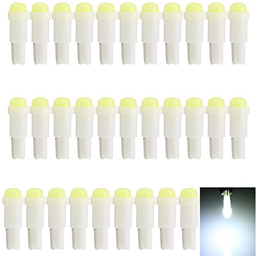 30-Pack 12V, 20Lums, AMAZENAR Blanco T5 / 74 73 2723 2721 1 SMD LED de cerámica para el coche Auto Cuña lateral Tablero de instrumentos Panel de instrumentos Luces Lámpara Bombilla de ceniza Bombilla