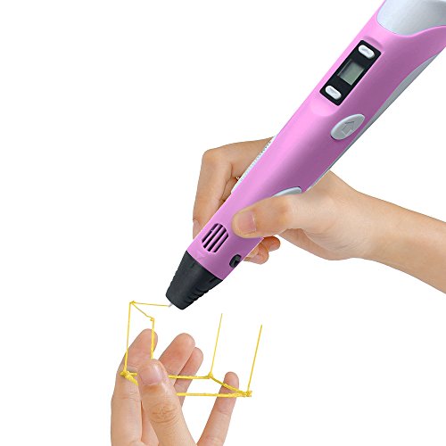 3D Stift,Colourstone Intelligent Pen Druck 3D Display LED Mit Fuß Perle Stift und Filamente für die Schaffung und die Malerei Doodling,großes Geschenk für die Malerei Lovers 3D Pen(Pink) - 8