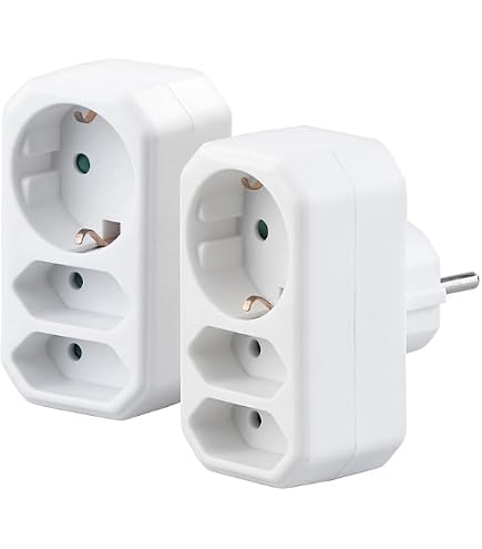Hama 3-voudige Stekkeradapter – 2x Euro & 1x Geaard, Wit – Compact & Met Kinderveiligheid
