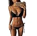 Produktbild TINGSU Frauen sexy 12 Farben Push up gepolsterte Bra Bikini Set Top und Bottoms Badeanzug Badehose Beachwear Baden (schwarz, M)