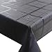 Produktbild Meterware Stoff Farbe , Breite & Länge wählbar - Kariert Groß Schwarz / Schwarz TEFLON Eckig 100 x 160 bzw. 160x100 cm Tischdecke " Kein Wachstuch " Gartentischdecke Lotus Effekt wasserabweisend Lebensmittelecht