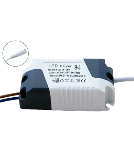 PATIKIL 2-Pack 18-24W 300mA LED Driver – AC 85-265V To DC 54-80V, Constant Current Rectifier With Male Connector, Over-Current/Short-Circuit Protection