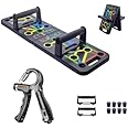 FitHead Combo of 15 in 1 Pushup Board & Adjustable Hand Grip Strengthener | Weight Adjustable Professional Hand Gripper for men & woman, Home & Gym Exercise Equipment for Chest, Shoulder, Triceps