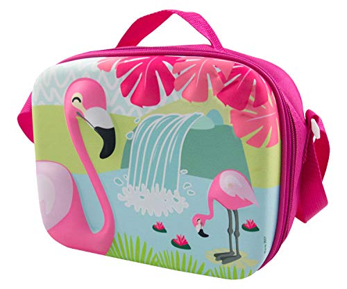 POS Handels GmbH Trendige Kühltasche mit 3D Flamingo Motiv, ca. 25 x 19 10 cm groß, aus 100% Polyester Sac de Plage, cm, Multicolore (Bunt)