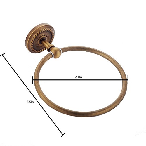 Weare Home Einfachheit Badezimmer Accessoires Antik Wandhalter Handtuchring rund Handtuchhalter, alle Gelb Kupfer Messing Bronze - 2