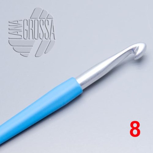 LANA GROSSA Häkelnadel Design mit Soft-Griff, Stärke 8.0 - Hellblau