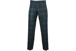 BRAW CLANS TARTANS Mens Trousers in Black Watch and Gun Tartan- check design - Expandable Waist - Scottish Plaid Design- Waist 30 inch to 48 inch Length Short to Long in
