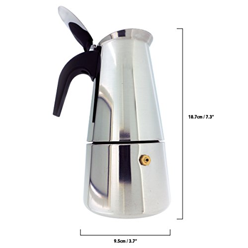 KurtzyTM Edelstahl-Espressokanne – 6 Tassen – Espressomaschine im italienischen Stil für den Herd - 2