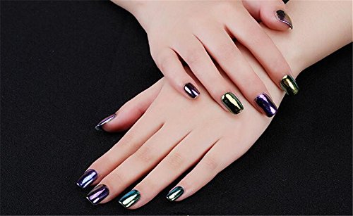 6 Farben Nagel Pigment Mirror Powder,Nail Glitzer Spiegel Effekt Pulver Glitter, CIDBEST® Spiegel Pulver, Mirror Nail Glitter Powder, Nagelkunst DIY Dekoration, Nageldesign Chrome Pigment-glänzendes Metallic Nail (2g/Stück) - 5