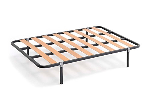 Bonitex Somier de 150x190cm + 4 patas cuadradas de TUBO ACERO 30x30MM, REFUERZO CENTRAL, LAMINAS de CHOPO y pintura metalizada anticorrosión.