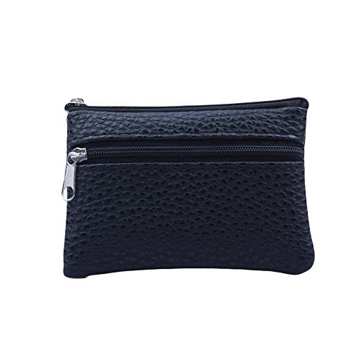 Preisvergleich Produktbild Subfamily® Frauen Männer Leder Geldbörse Multi funktionaler Reißverschluss Leder Coin Purse Card Geldtasche Handtasche Reißverschluss Tasche Schultertasche Shopper tragbar und praktisch (schwarz)